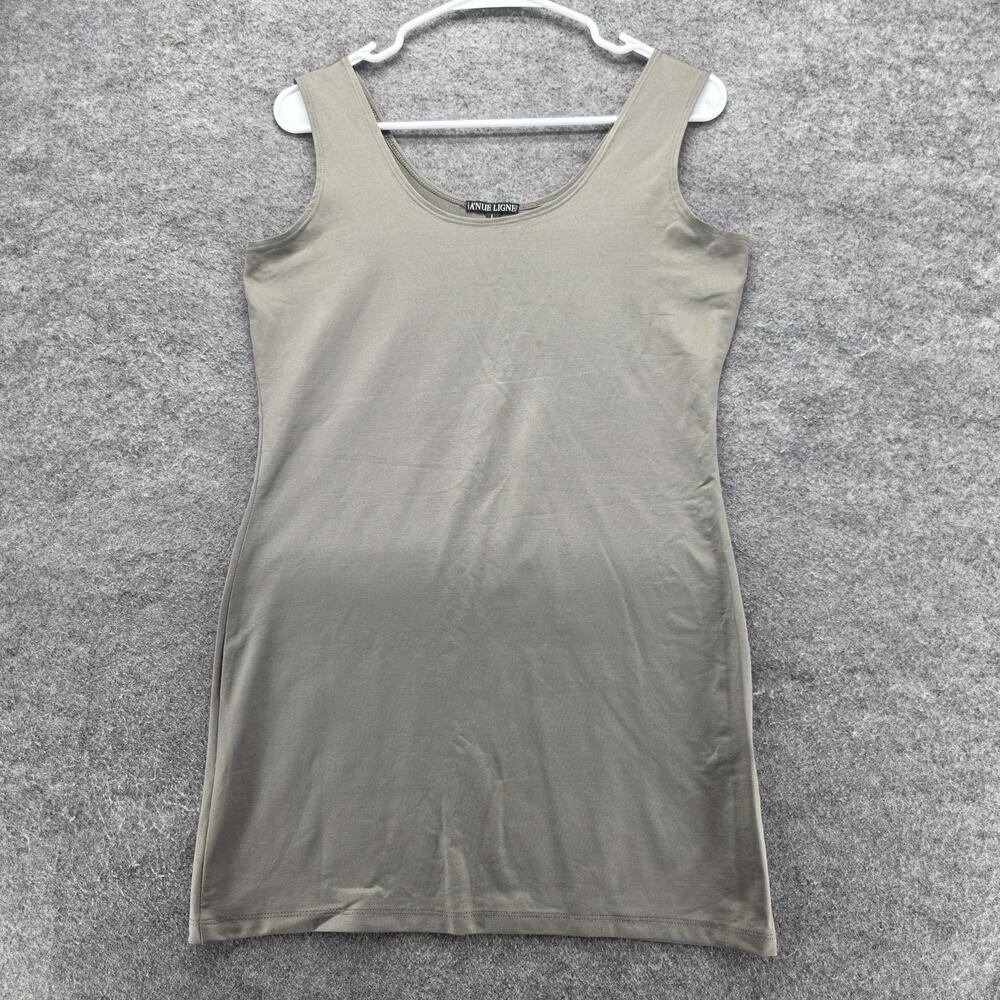 A'Nue Ligne Dress Womens Large Gray Sleeveless Tank Bodycon Stretch Tactel Lycra